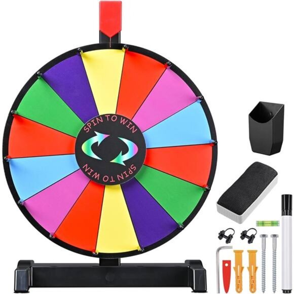 WinSpin 12" Color Prize Wheel Wall Mounted or Tabletop 14 Slots Heavy Dut - Picture 1 of 7